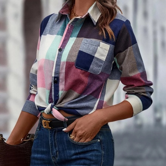 Cozy Plaid Button up Boyfriend Shirt - Picture 4 of 5